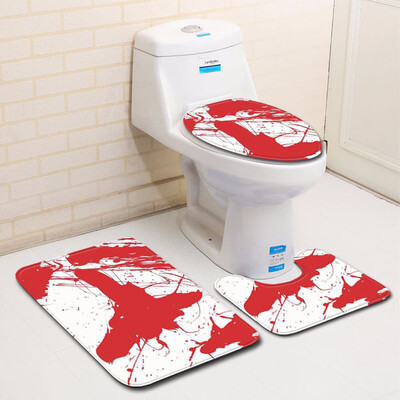

〖Follure〗Blood Handprint Bathroom Toilet Three Piece Floor Mat Door Mat Bathroom Carpet
