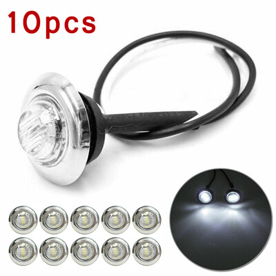 

10pcs Set White Round LED Bullet Button Side Marker Lights Car Truck Trailer 12V