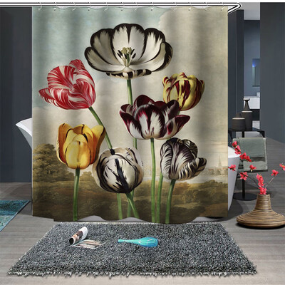 

Gobestart Popular Waterproof Shower Curtain With 12 Hooks Printed Bathroom 180x180cm