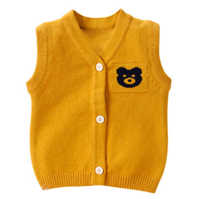 

Autumn Winter Newborn Baby Boys Girls Cartoon Knitted Vest cardigan Coat Infant Top Sleeveless Sweaters Outerwear Clothes Wear