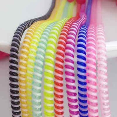 

10PCS Pure Colorful Spiral Phone USB Data Charging Cable Cord Wrap Protector Winder