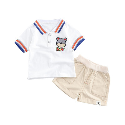 

Summer Kids Boys Clothes Set Short Sleeve Cartoon Bear Print Tops Blouse T-shirtShorts Children Casual Outfits Boy Costume Sets