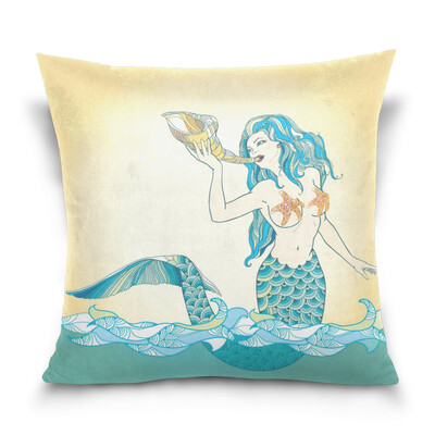 

ALAZA Throw Pillow Cover 16 X 16 inch Cushion Cover with Mermaid Printed Pillowcase