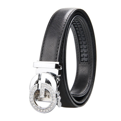 

BPSTAR Womens Automatic Buckle Genuine Leather Ladys Ratchet Holeless Belt Business High Quality Womens Real Belt for Pants
