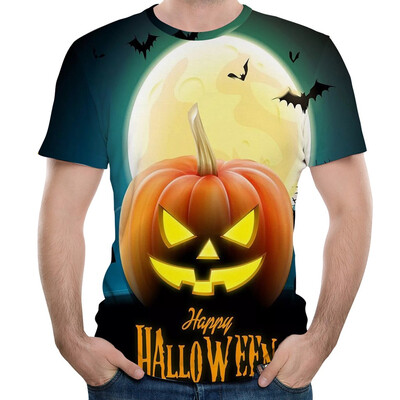 

Toponeto Halloween Men Pumpkin 3D Print O-Neck Short Sleeve T Shirt Tops Blouses