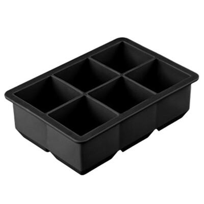 

6 Grids Silicone Ice Square Jumbo King Size Big Black Mould Large Mold Tray Individual