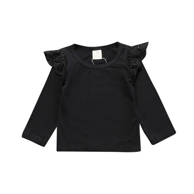 

Utumn Baby Girls Long Sleeve Lace T-Shirts Kids Girls Solid Color Tops Tees Casual Blouse 3month-3years