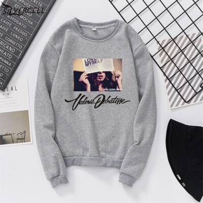 

Autumn Tops Women Sweatshirt Casual Loose New Plus Velvet Pullovers Loose Couples Printing Round Neck Clothes Tops