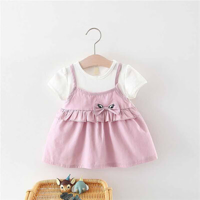 

Children Dresses Kids Girl Short Sleeve Cartoon Embroidery Cotton Dress Baby Girl Summer Cute Dresses