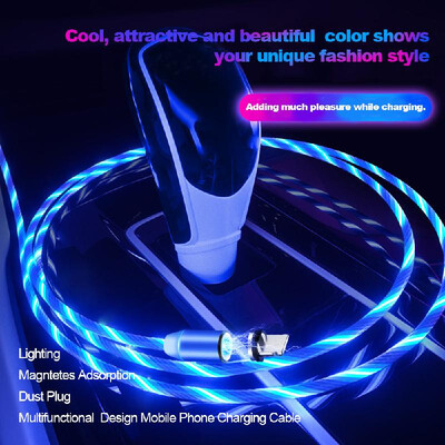 

1M LEDs Data Cable Lighting Multifunctional Dust Plug Design Mobile Phone Charging Cable with Magntetes Adsorption For iPhone iOS