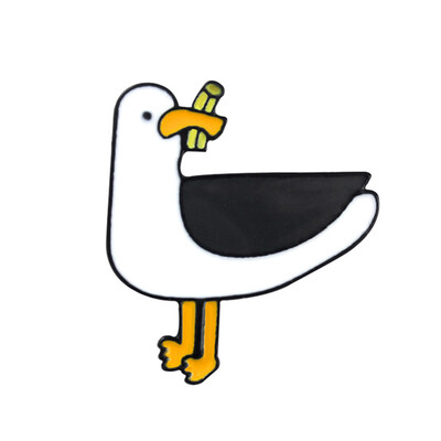 

guangxichuangshengxinfu White Animal Pins Birds Cats Boat Hermit Brooches Enamel Pins Badges Men Women Jewelry Gifts
