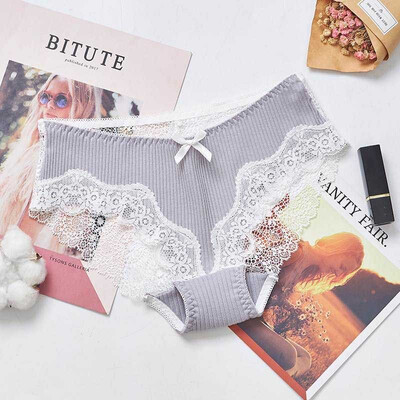 

Japanese Style New Sexy Lace Transparent Hollow Briefs Fashion Sweet Bow Decoration Women Panties