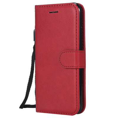 

Luxury Simple Solid Color Case For iphone 5 5s SE SE2 PU Leather Card Slot Lanyard Phone Cover New Fundas P06G