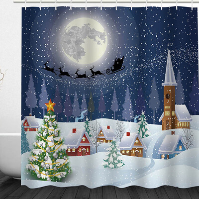 

Shower Curtain Christmas Tree Snowman Pattern Polyester Waterproof Shower Curtain Festival 8 Style 180180CM Bath Screens