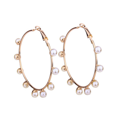 

Fashion Imitation Pearl Hoop Earrings Gold colors Big Circle Earrings for Women Exaggerated Metal Earrings Gifts