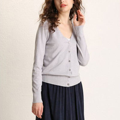 

Ladies Button V Neck Long Sleeve Cardigan Jacket Women Soft Knit Work Blouse Top