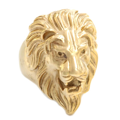 

Jewelry Mens Stainless Steel Fashion Vintage Gold Lion Head Gothic Punk Biker Ring