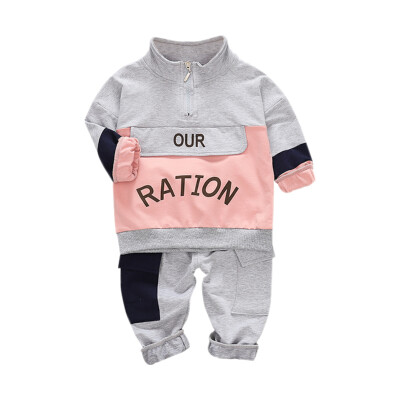 

New Autumn 0-4T 2pcs Baby Boy Clothes Long Sleeve Letter Print Sweatshirt TopsPants Trouser Costume Set Casual Toddler Clothes