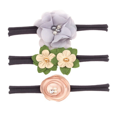 

3 Pcs Baby Girl Sweet Floral Print Elastic Headbands Holiday Party Hair Band Headwear Accessories