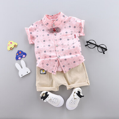 

2019 Summer Toddler Boy Clothes Set Casual Short Sleeve Print Shirt TopsShorts Fashion Clothing Set