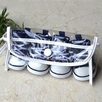 

4PCS Puppy Pet Dogs Denim Shoes Sport Boots Anti-slip Bootie Walk Causal Sneaker