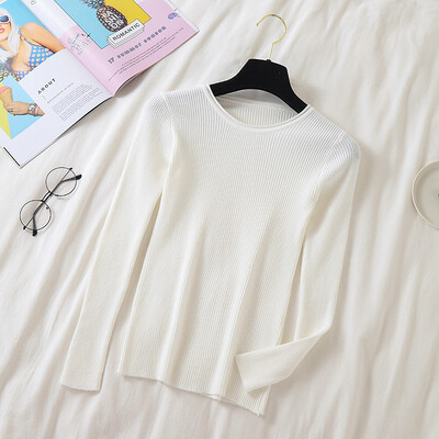 

Women Korean Solid Color Sweater Female Knitted Long Sleeves Pullovers Basic O Neck Jumpers Autumn Pull Femme