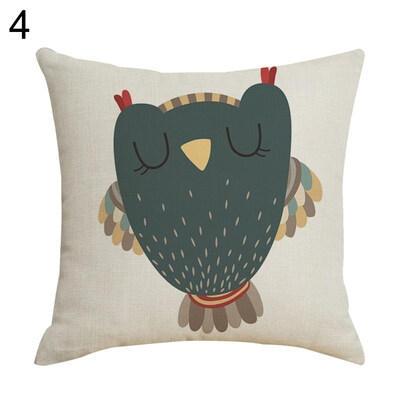 

Cute Owl Linen Throw Pillow Case Cushion Cover Sofa Bed Car Cafe Office Decor