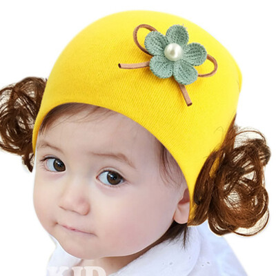 

New Cute Toddler Kids Baby Girl Cute Flower Wig Design Winter Warm Hat Cap Headwear