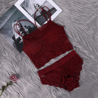 

Hot Lace Sexy Bra Set Push Up Wire Free Bralette Lingerie Women underwear Solid Color Full Cap Bra Sets White Black Apricot