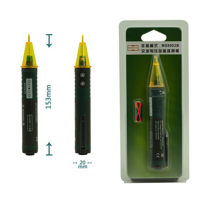 

MASTECH MS8902B AC Voltage & Metal Detector Non-contact 20V600V AC Voltage Detector Tester Sensor Pen sound&light alarm