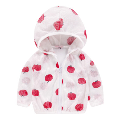 

Kids Sun Protection Clothing Coat Unisex Cute Cartoon Print UV Protection Quick Dry Thin Jacket with Hooded Zipper Baby Coat