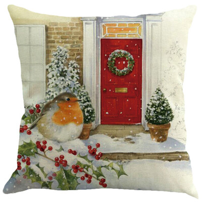 

〖Follure〗Christmas Cotton Linen Sofa Car Home Waist Cushion Cover Throw Pillow Case A