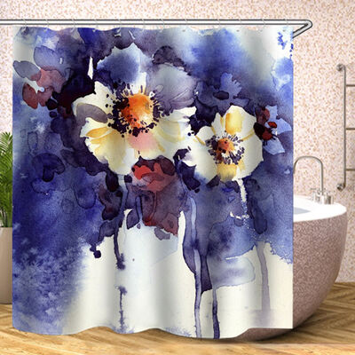 

180180cm Waterproof Mildew Proof Floral Bathroom Shower Curtain with Hooks