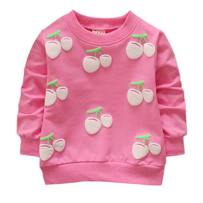 

2019 New Baby cotton Tops autumn Winter Small children round necked strawberry hedging Kids long sleeves hot sale