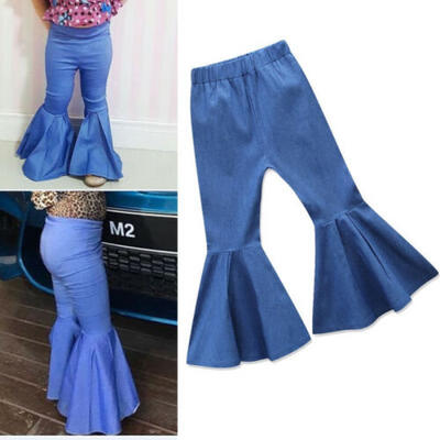 

Mother Daughter Bell Bottom High Waist Trousers Family Mom Kids Girl Flare Pants
