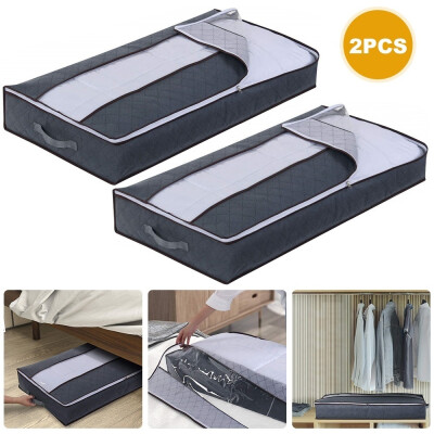 

2pcs Foldable Clothes Storage Bags Under Bed Storage Containers Space Saver Storage Bag Organizer Box with Windows