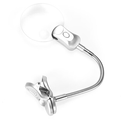 

4B - 4 Foldable Magnifier with 2X 6X Lens Table Desk-type Spring Clip Lamp Loupe