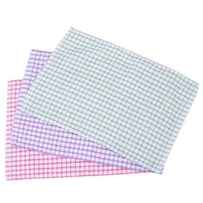 

2Pcs\Set Lattice Cotton Dish Towel Kitchen Washcloths Reusable Dish Cloth Hand Towels