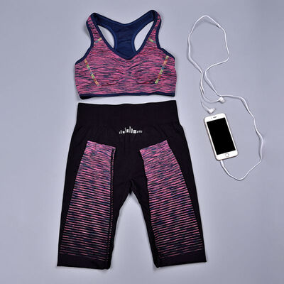 

Women Workout Gym Fitness Bras Pants Sets Leggings Fitness Sportwear Suits Shockproof Gathered Vest Elastic Pants