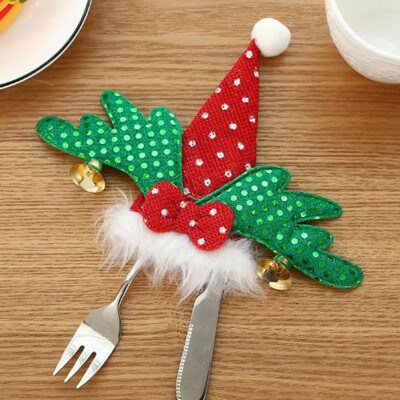 

Christmas Cutlery Bag Pockets Festive Silverware Holder Dinner Table Decoration