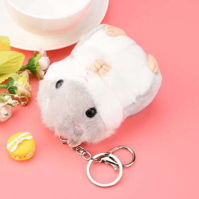 

〖Follure〗Cute Plush Hamster Pendant Key Chain Clasp Key Ring Keyring Handbag Decor Flower