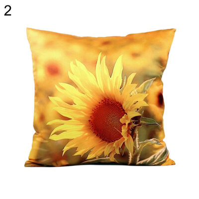 

Sunflower Flower Linen Square Pillow Case Cushion Cover Sofa Bed Car Cafe Decor