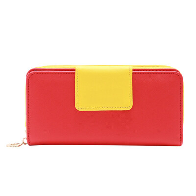 

Casual Women Color Block Bird Button Long Wallet Purse Card Holder Clutches Bag