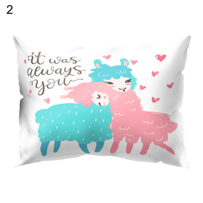 

Cute Cartoon Alpaca Pillow Case Waist Throw Cushion Cover Bedroom Decoration