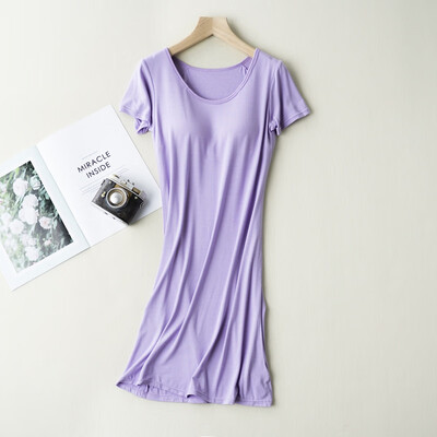 

Women Short Sleeve Nightdress Summer Pajamas Ladies Nightdress With Chest Pad
