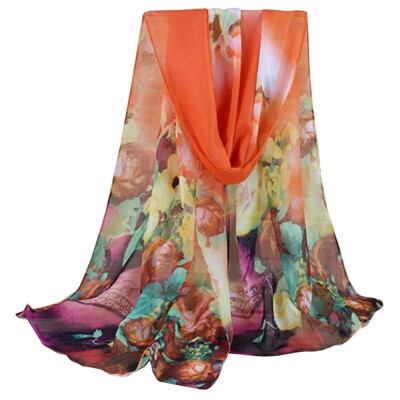 

Gobestart Fashion Lady Women Floral Prints Shawl Chiffon Scarf