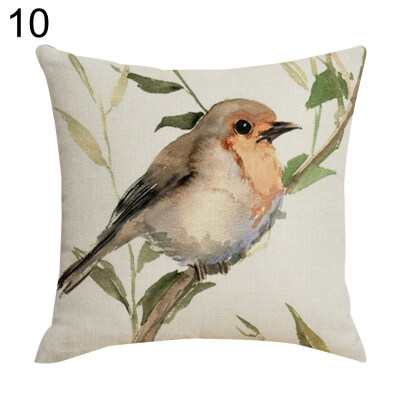 

Linen Bird Branch Print Square Pillow Case Cushion Cover Home Sofa Car Bed Decor