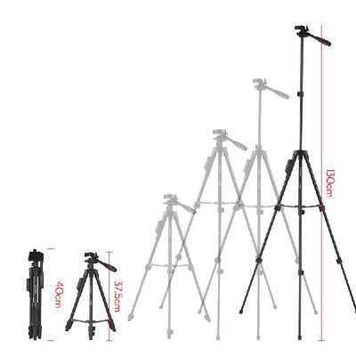 

YUNTENG VCT-6208 Portable 3-Section Extendable Aluminum Alloy Tripod Live Streaming Support with Detachable BT Remote Control for