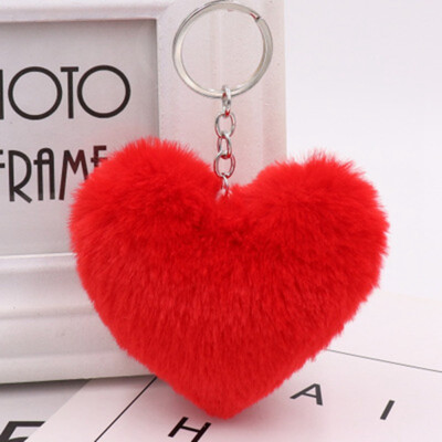 

Keychain Lovely Heart Shape Soft Ball Car Handbag Key Ring Gift