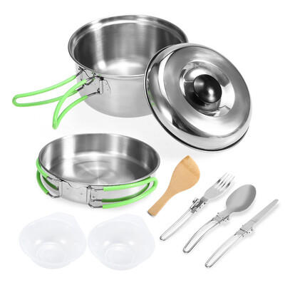 

Lixada Camping Cookware Mess Kit Backpacking Hiking Picnic Outdoor Cooking Pot&Pan Set Cookset Tableware Cutlery Utensil Set